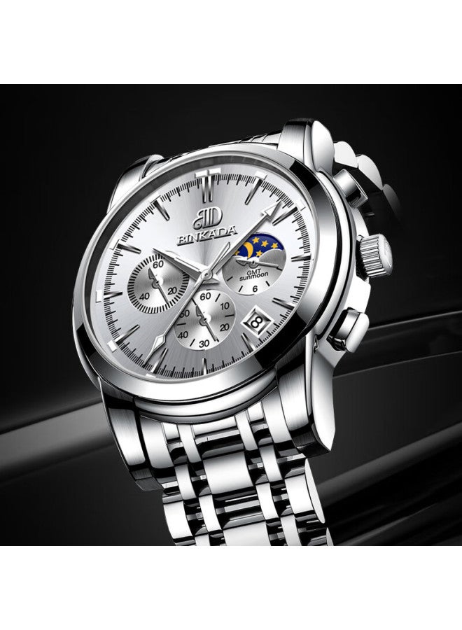 Binkada Men's Moon Phase Multifunction Automatic Mechanical Watch Top 10 Brand Birthday Gift For Boyfriend - Image 3