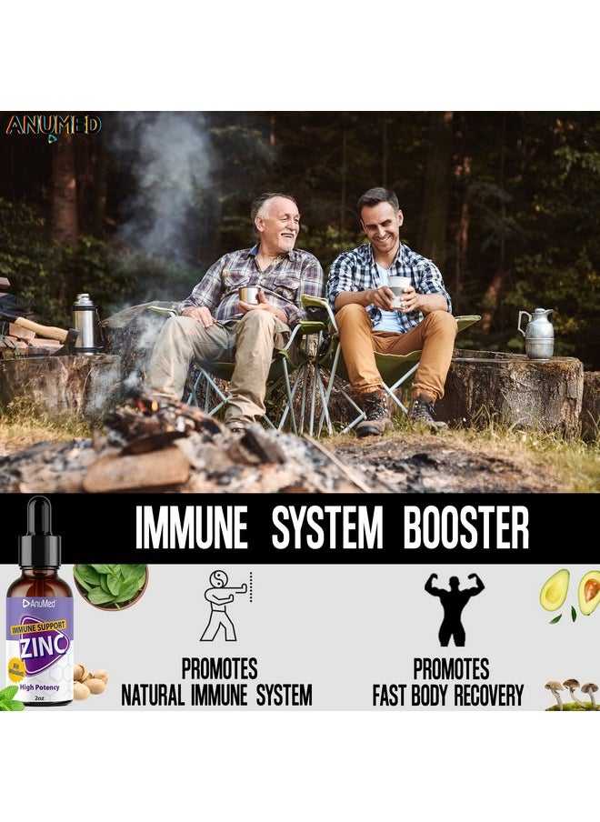 AnuMed International - Anumed Natural Zinc Gluconate 15Mg Liquid Drops. Promotes Immune System Brain Memory Digestive Hair Nails Skin Growth. 100% Vegan Non Gmo No Sugar Added For Adults & Kids (2 Packs) Of 2Oz - Image 1