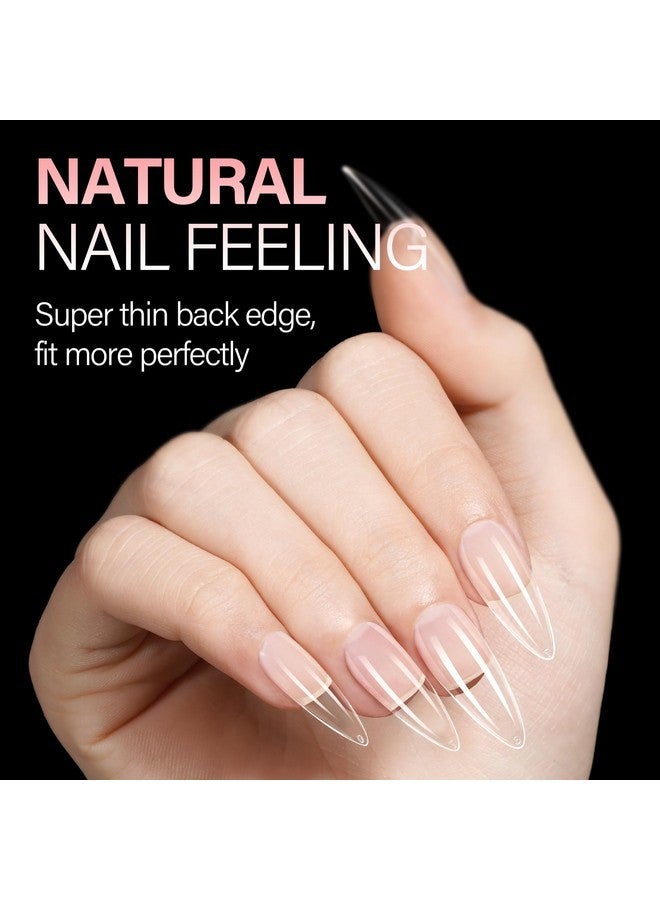 AILLSA Long Almond Nail Tips Soft Gel Full Cover Clear Gelly Nail Tips Half Matte Acrylic Nail Tips Pre-Filed Fake Press On Nail Tips For Extension Home Diy Salon Manicure 216Pcs 12 Sizes - Image 3