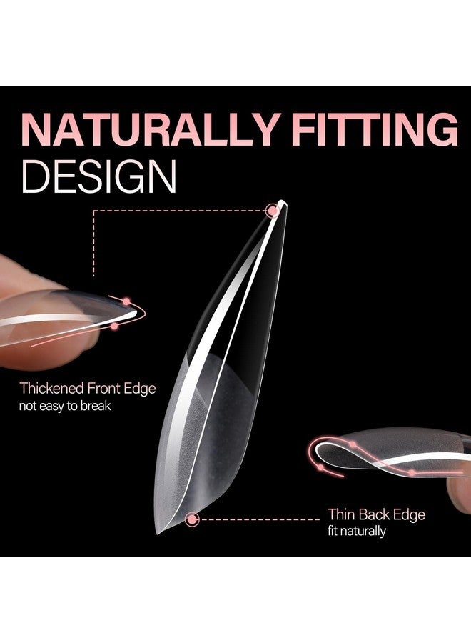 AILLSA Long Almond Nail Tips Soft Gel Full Cover Clear Gelly Nail Tips Half Matte Acrylic Nail Tips Pre-Filed Fake Press On Nail Tips For Extension Home Diy Salon Manicure 216Pcs 12 Sizes - Image 2