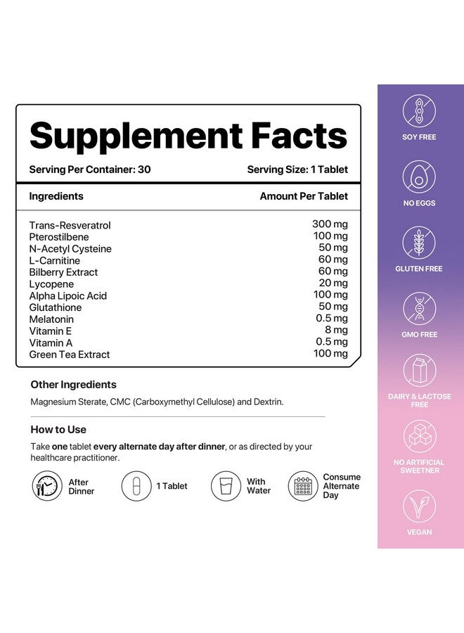 Decode Age ResVit Blend of Trans Resveratrol|Reduces Obesity,Blood Pressure,Heart Rate & Ageing|Improve Breathing flow & Memory (30 Veg Tablets), 100 grams - Image 4