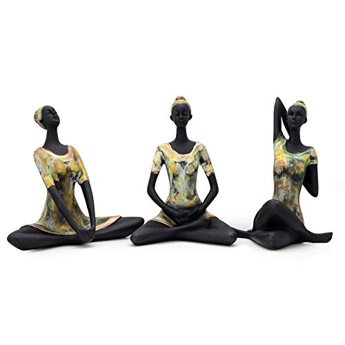 zart Resin Yoga Lady Showpiece For Home Decor & Office Decor (Set of 3), Multi Colour, figures - Image 2