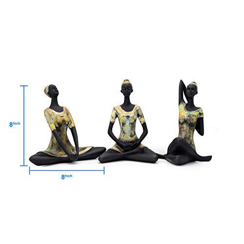zart Resin Yoga Lady Showpiece For Home Decor & Office Decor (Set of 3), Multi Colour, figures - Image 3