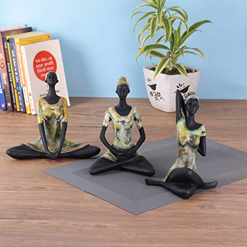 zart Resin Yoga Lady Showpiece For Home Decor & Office Decor (Set of 3), Multi Colour, figures - Image 1