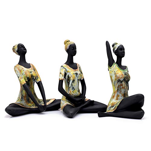 zart Resin Yoga Lady Showpiece For Home Decor & Office Decor (Set of 3), Multi Colour, figures - Image 4