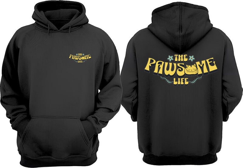 The Wert Unisex The Pawsome Life Tote Bag Design Front Back Printed Regular Fit Black Sweatshirt - Image 1