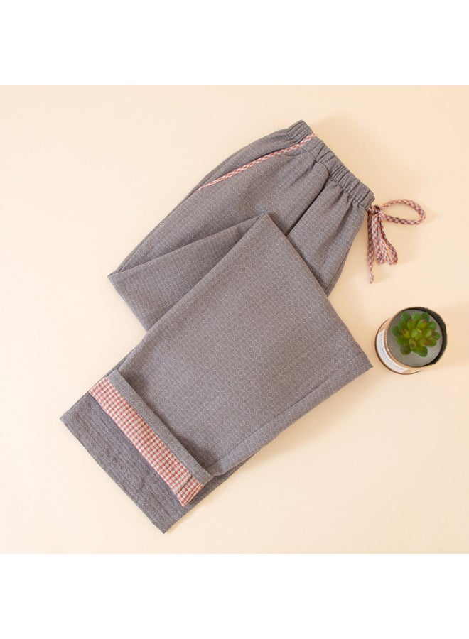 New Spring, Autumn And Winter Pajama Pants, Pure Cotton Jacquard, Couple Style, Breathable, Comfortable, Loose, Simple, Can Be Worn Outside, Home Pants