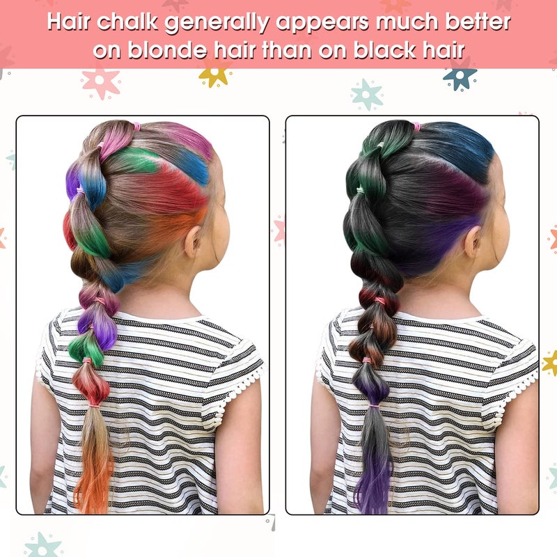 MSDADA New Hair Chalk Comb Temporary Hair Color Dye for Girls Kids with Light Color Hair, Washable Hair Chalk for Girls Age 4 5 6 7 8 9 10 Birthday Cosplay DIY, Easter (Silver) - Image 2