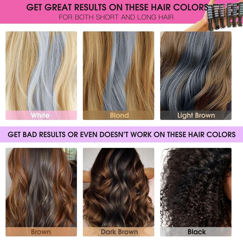 MSDADA New Hair Chalk Comb Temporary Hair Color Dye for Girls Kids with Light Color Hair, Washable Hair Chalk for Girls Age 4 5 6 7 8 9 10 Birthday Cosplay DIY, Easter (Silver) - Image 4