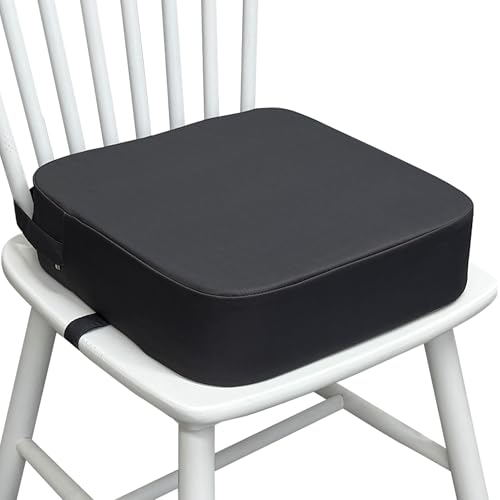 Acxseo Toddler Booster Seat for Dining Table Waterproof Kids Booster Seat for Kitchen Chair High Density Foam Cushion with NonSlip Bottom Washable Cover Adjustable Straps Dark Grey - Image 1