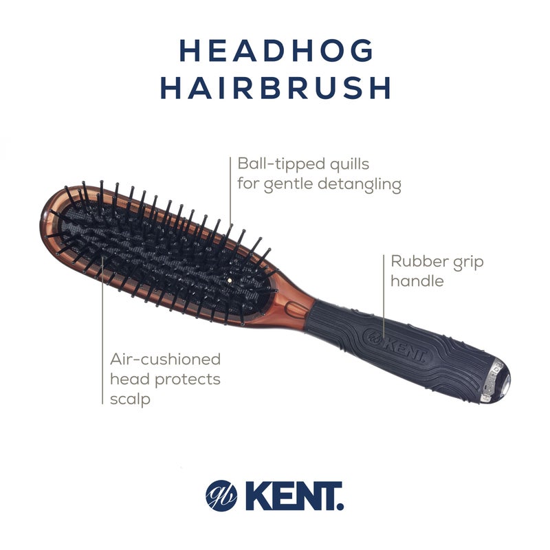 Kent Headhog Detangler Brush, Anti Static HairBrush with Rounded Nylon Bristles for All Hair Types, Travel Brush with Ergonomic Rubber Grip for Easy Styling - Image 4