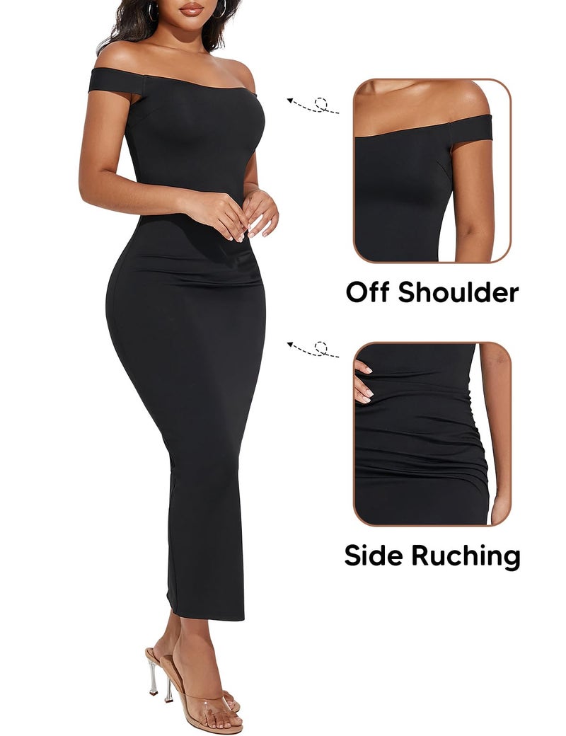Athlemo Summer Dress for Women Sleeveless High Split Formal Cocktail Wedding Guest Party Maxi Long Bodycon Dress Black L - Image 3