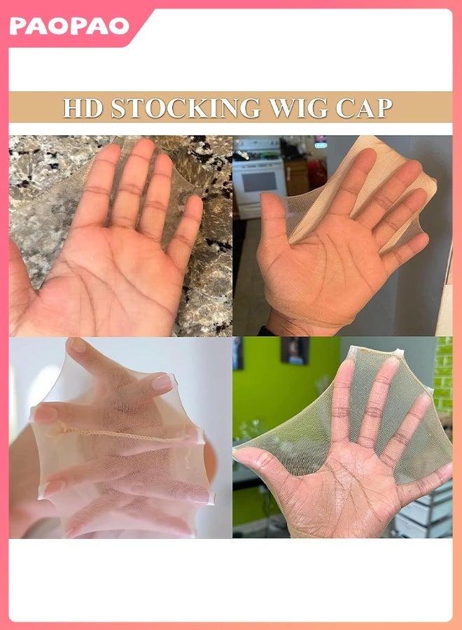 Pao pao HD Wig Cap, Super Thin Nylon Caps, 6Pcs Invisible Transparent Stretch Wig Caps for Women, Skin Tone Ultra-Light Breathable Cap for Lace Front Wigs - Image 5