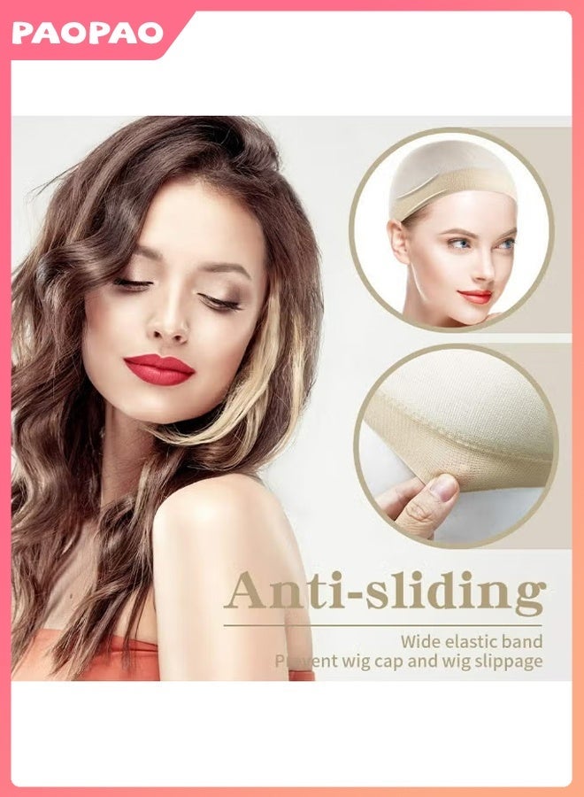 Pao pao HD Wig Cap, Super Thin Nylon Caps, 6Pcs Invisible Transparent Stretch Wig Caps for Women, Skin Tone Ultra-Light Breathable Cap for Lace Front Wigs - Image 4