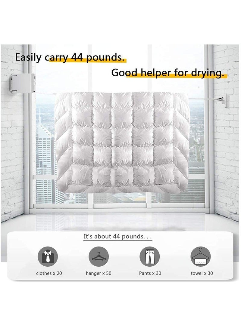 Y&D Retractable Clothesline Clothes Line Retracting Outdoor or Indoor, Heavy Duty Adjustable Drying Rope Wire Dryer Widened Belt, Self Adhesive Wall Mount Case with 29 Windproof Hanging Holes Black  - Image 4