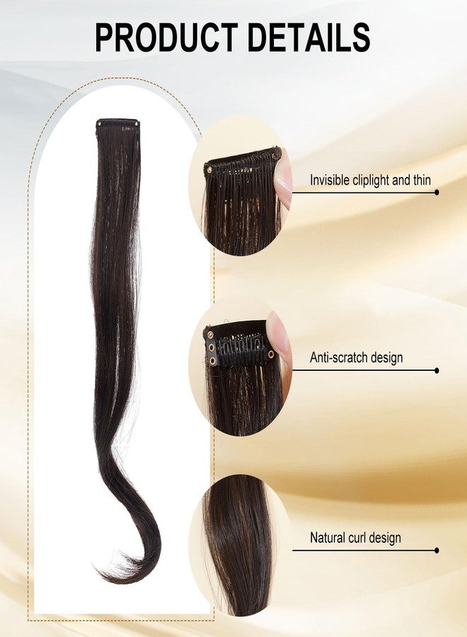 NICENEEDED 2 PCS Dark Brown Clip in Fake Bangs, Hair Extensions, Wavy Curly Long Side Air Bangs Clips, Hair Pieces Barrettes for Women Daily Use Halloween - Image 3