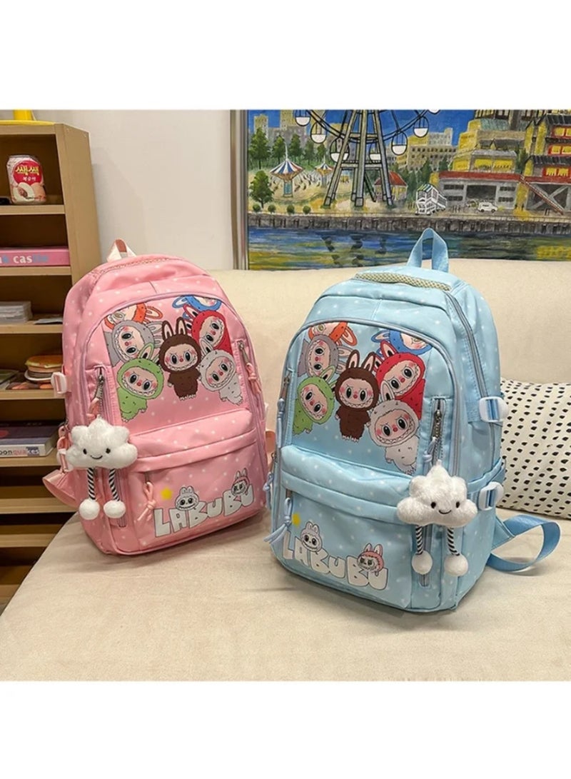 لابوبو Labubus New Large-size Cartoon Backpack Gor Travel, Versatile, Exquisitely Printed, Casual Hand-Held Trendy School Bag For Men And Women 43*30*19CM - Image 2