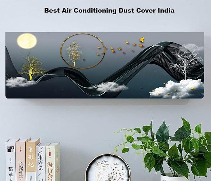 Ameedarshan Polyester Printed Air Conditioning Dust Cover Folding Designer Ac Cover For Indoor Split Ac 1.5 Ton (97X 31X 21 Cm ) (Moonlight) - Image 2