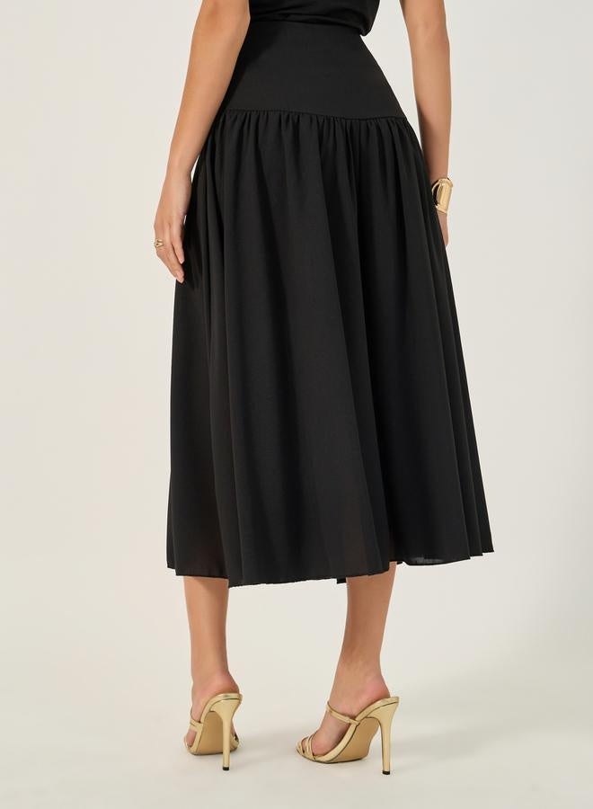 ستايلي تنورة ميدي واسعة بخصر مطوي على شكل حرف - Image 4