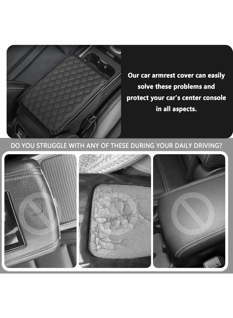 MJZ Car Center Console Cover, Microfiber Leather Car Armrest Cover Cushion with 2 Storage Bags, Car Armrest Storage Box Car Interior Accessories for Most Vehicles (Black) - Image 5