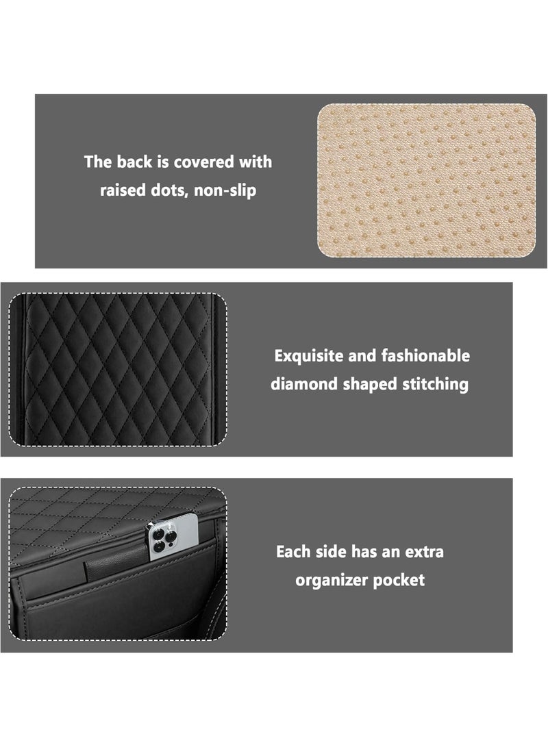 MJZ Car Center Console Cover, Microfiber Leather Car Armrest Cover Cushion with 2 Storage Bags, Car Armrest Storage Box Car Interior Accessories for Most Vehicles (Black) - Image 4
