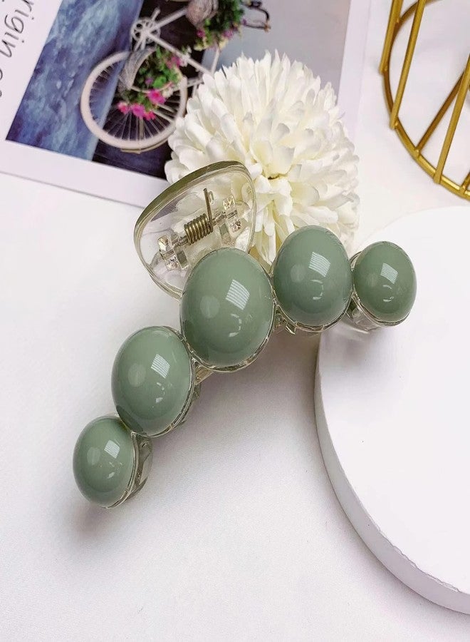 ANNACREATIONS 2 Pcs Korean Fashionable Fancy Stylish Large Pearl Hair Claw Clips Long Hair Jaw Clips Clutches Barrettes Hair Accessories for Women and Girls (Green) - Image 2