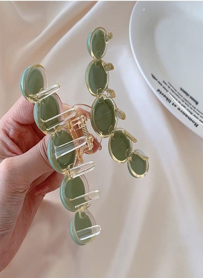 ANNACREATIONS 2 Pcs Korean Fashionable Fancy Stylish Large Pearl Hair Claw Clips Long Hair Jaw Clips Clutches Barrettes Hair Accessories for Women and Girls (Green) - Image 5