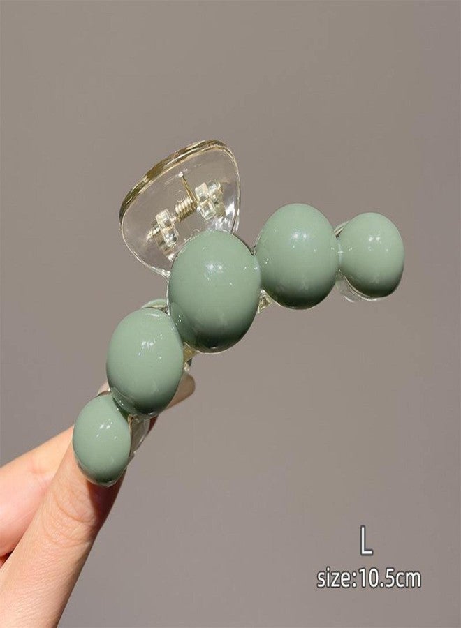 ANNACREATIONS 2 Pcs Korean Fashionable Fancy Stylish Large Pearl Hair Claw Clips Long Hair Jaw Clips Clutches Barrettes Hair Accessories for Women and Girls (Green) - Image 4