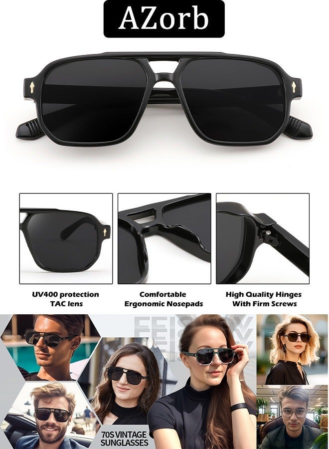 AZorb Sunglasses Men Women Vintage Oversized Square Sun Glassess Ladies Men's Sunglasses Aviator Sunglass Accessories UV400 Protection Shades for Outdoor Driving - Image 4