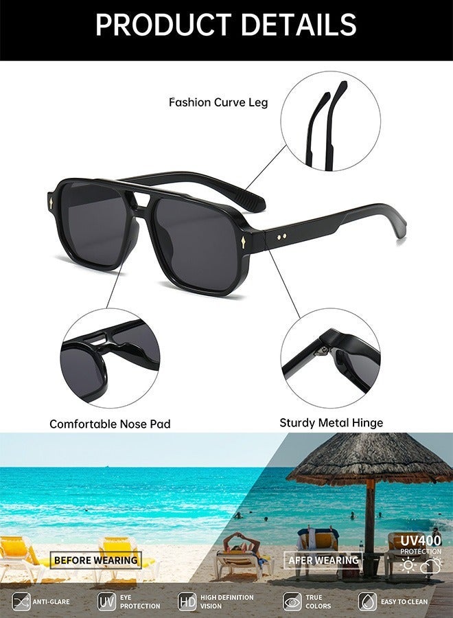 AZorb Sunglasses Men Women Vintage Oversized Square Sun Glassess Ladies Men's Sunglasses Aviator Sunglass Accessories UV400 Protection Shades for Outdoor Driving - Image 2