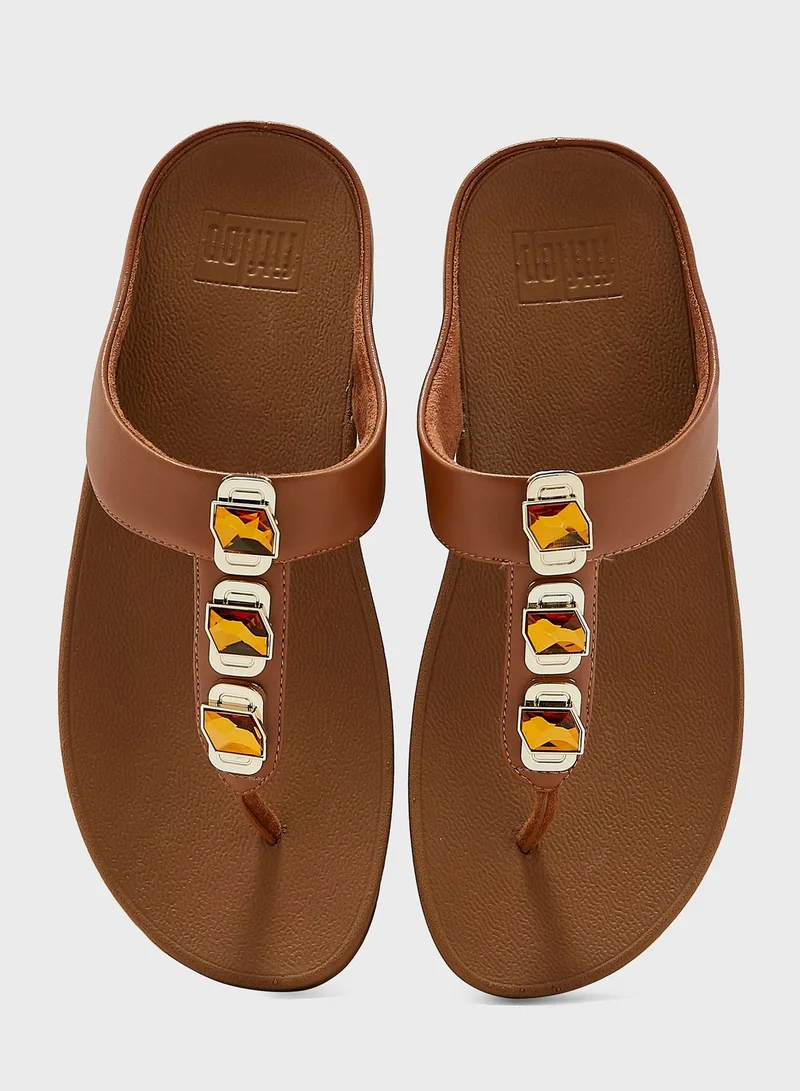 FitFlop Fino Crystal Lock Toe Post Wedge Sandals