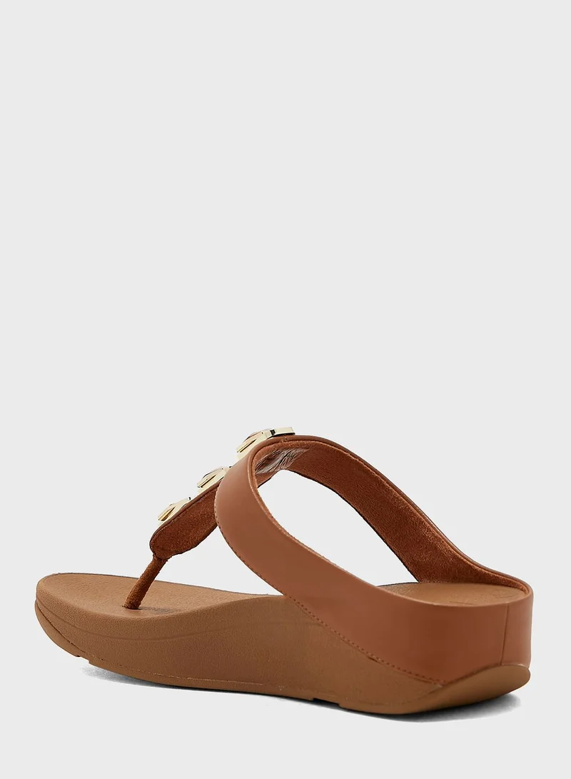FitFlop Fino Crystal Lock Toe Post Wedge Sandals
