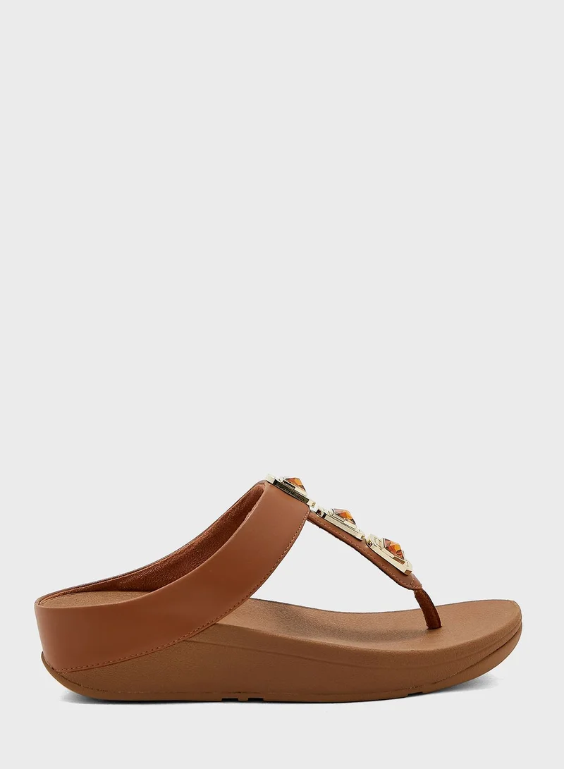 FitFlop Fino Crystal Lock Toe Post Wedge Sandals