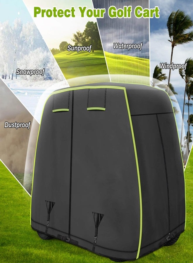 غطاء عربة الجولف LEAPGOMAX ثنائي/رباعي الركاب، يناسب عربات الجولف EZGO و Club Car و Yamaha، مزود بشرائط عاكسة، حماية من جميع الأحوال الجوية/مقاوم للماء/مقاوم للثلج/مقاوم للرياح/مقاوم لأشعة الشمس/أغطية كاملة ذهبية اللون لعربات الجولف. - Image 3