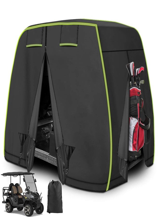 غطاء عربة الجولف LEAPGOMAX ثنائي/رباعي الركاب، يناسب عربات الجولف EZGO و Club Car و Yamaha، مزود بشرائط عاكسة، حماية من جميع الأحوال الجوية/مقاوم للماء/مقاوم للثلج/مقاوم للرياح/مقاوم لأشعة الشمس/أغطية كاملة ذهبية اللون لعربات الجولف. - Image 1
