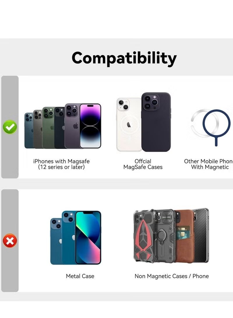 محفظة MagSafe متوافقة مع iPhone 16 وiPhone 15 Pro Max حامل بطاقات ائتمان MagSafe Secure مصنوع من الجلد النباتي وحامل بطاقات مغناطيسي متوافق مع Apple iPhone 16 و15 و14 و13 و12 - Image 3