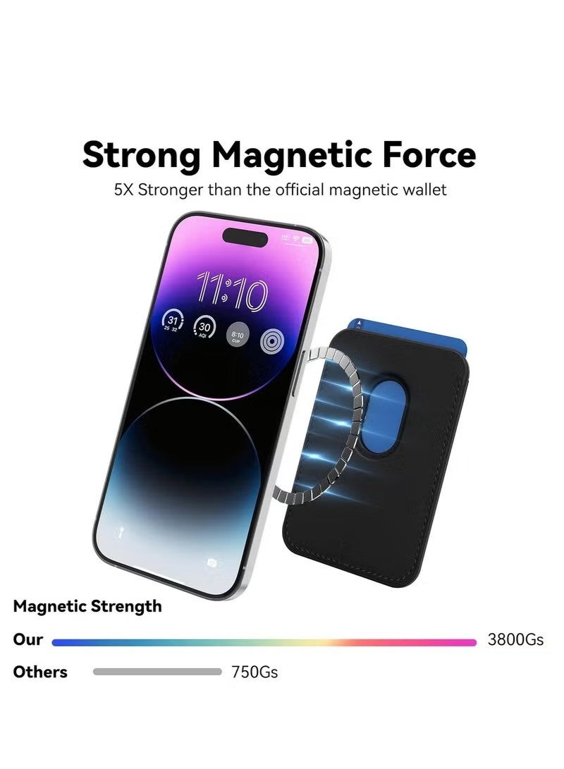محفظة MagSafe متوافقة مع iPhone 16 وiPhone 15 Pro Max حامل بطاقات ائتمان MagSafe Secure مصنوع من الجلد النباتي وحامل بطاقات مغناطيسي متوافق مع Apple iPhone 16 و15 و14 و13 و12 - Image 4