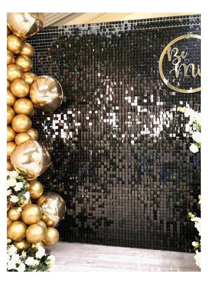 Black Foil Backdrop 2m Length 1m Width Glitter Foil Backdrop for Wedding Birthday Baby Shower Party Decoration  - Image 1