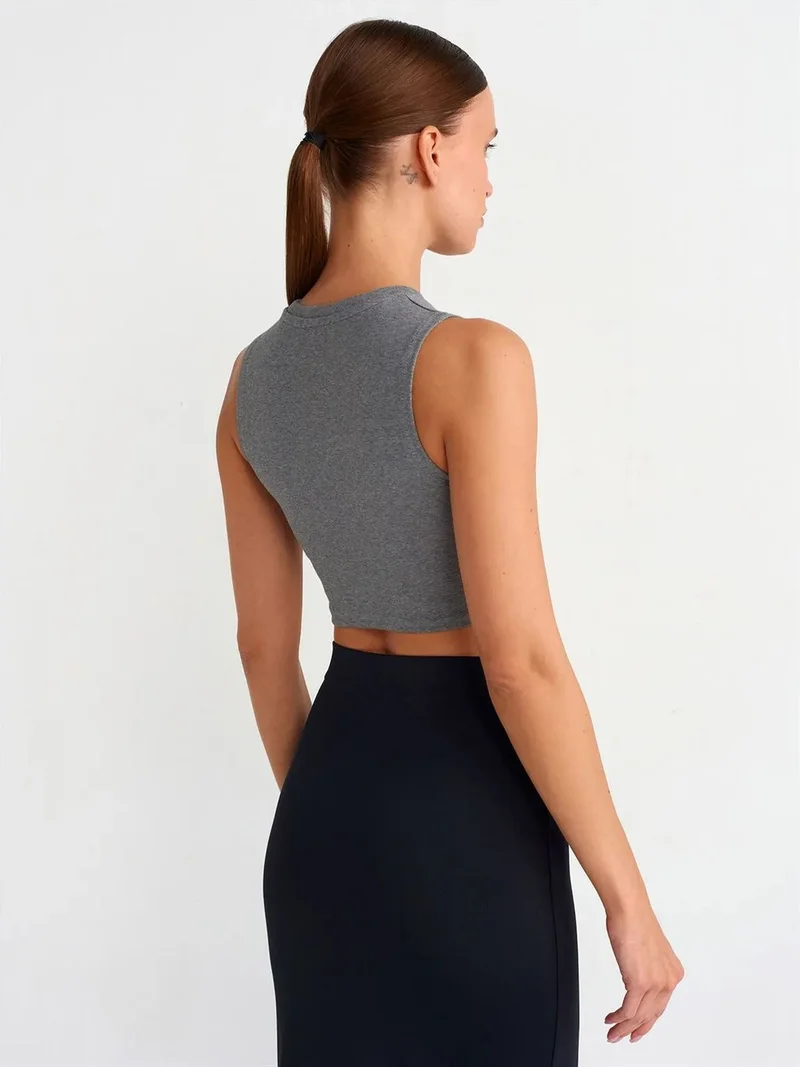 Dilvin Dilvin Ribbed Cotton Crop Top
