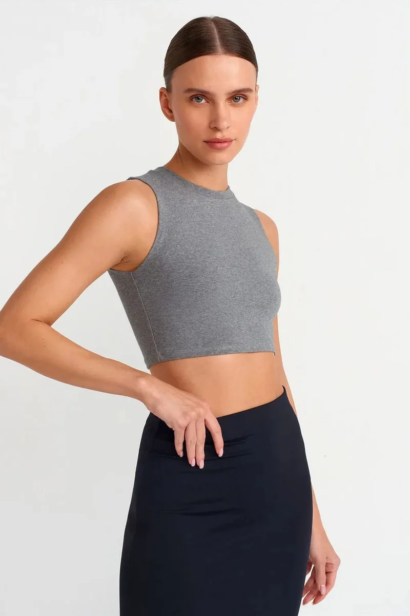 DILVIN Ribbed Cotton Crop Top