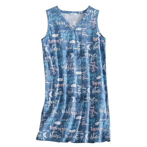 PNAEONG 3 Pack Womens Cotton Nightgown V Neck Nightshirts Sleeveless Sleepwear Casual Print Sleepdress Good Night+Star+Coffee,M - Image 4