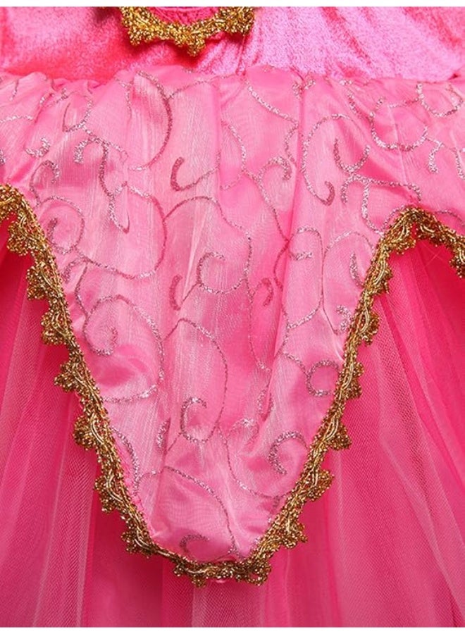 DreamHigh Sleeping Beauty Princess Party Girls Costume Dress (pink, 7-8 Years) - Image 5