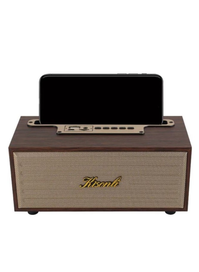 Kisonli - Kisonli G12A Bluetooth Speaker 8W – 1200mAh – FM/AUX/TF card/USB | Brown Wood - Image 1