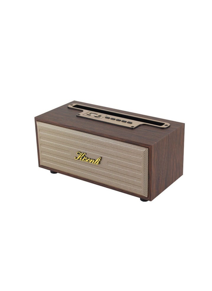 Kisonli - Kisonli G12A Bluetooth Speaker 8W – 1200mAh – FM/AUX/TF card/USB | Brown Wood - Image 1