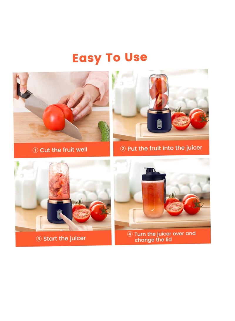 DIGI CORE Portable Small Electric Juicer For Shakes Stainless Steel Blade Travel Juicer Fruit Automatic Smoothie Blender Travel Home And Office Mini Juicer 300ML  - Image 4