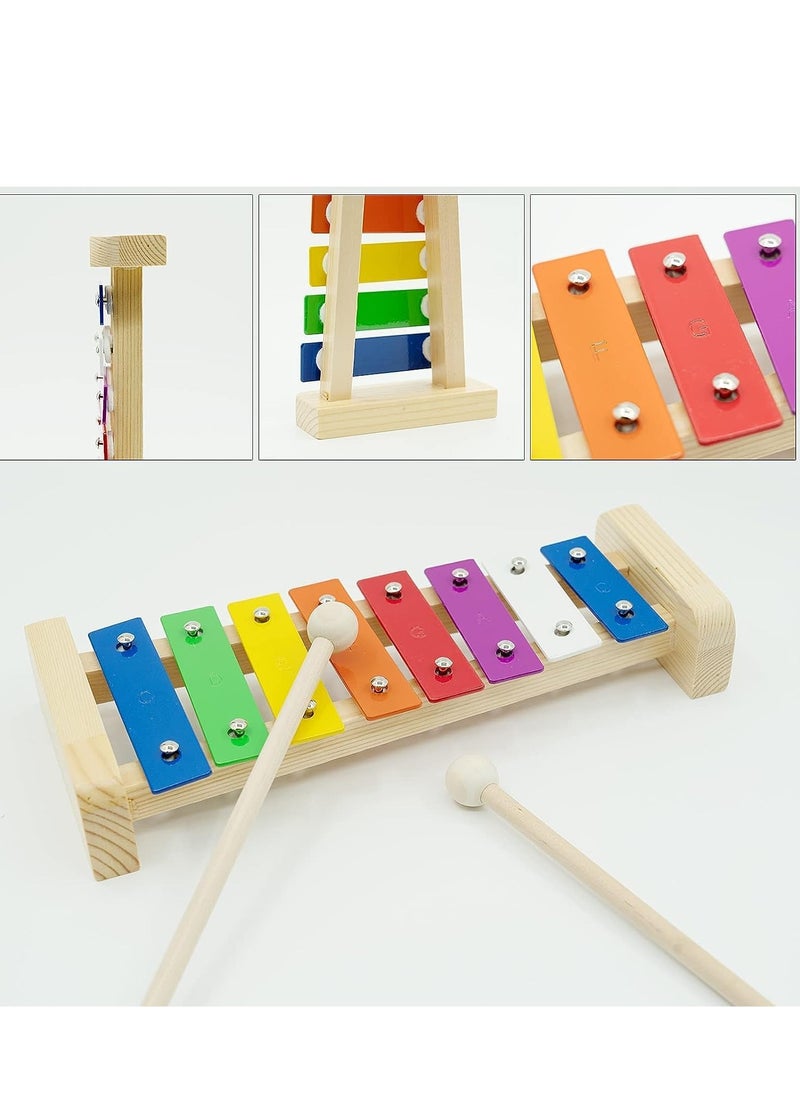 Megarya Xylophone for Kids, 8-Note Glockenspiel, Wooden Instrument, C Major Scale, 2 Beaters, Perfect for Children Over 3 Years  - Image 2