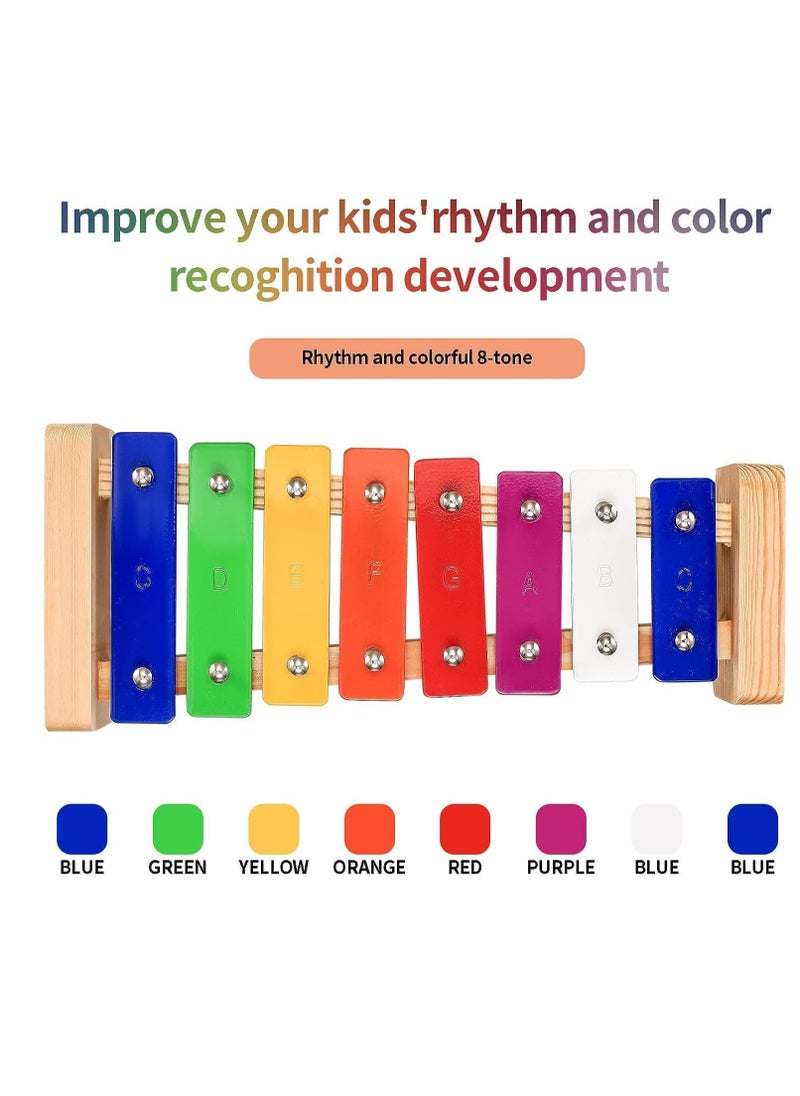 Megarya Xylophone for Kids, 8-Note Glockenspiel, Wooden Instrument, C Major Scale, 2 Beaters, Perfect for Children Over 3 Years  - Image 3