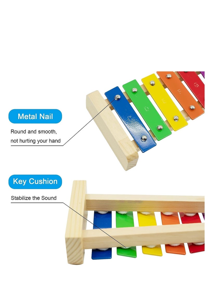 Megarya Xylophone for Kids, 8-Note Glockenspiel, Wooden Instrument, C Major Scale, 2 Beaters, Perfect for Children Over 3 Years  - Image 5