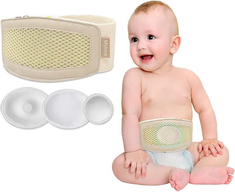 Mybow Umbilical Hernia Belt Baby, Infant Belly Button Band, Umbilical Cord Cover for Newborn Abdominal Binder, Hernia Support Truss, Belly Button Shaper, Adjustable Navel Band with 3 Compression Pad - Image 1