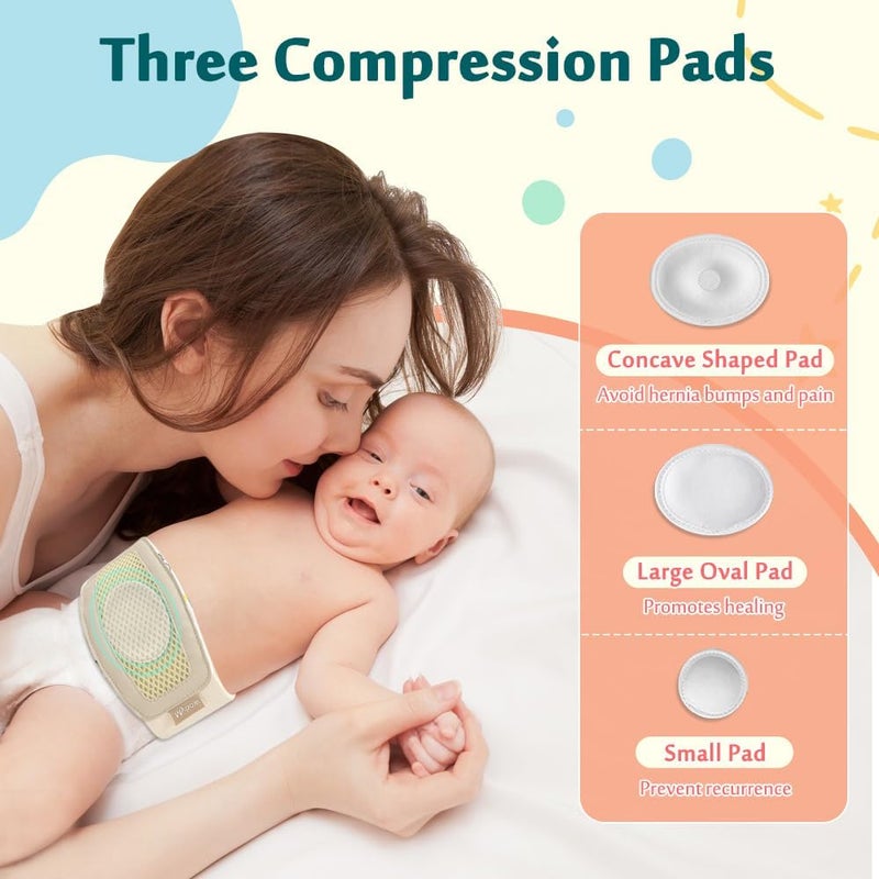 Mybow Umbilical Hernia Belt Baby, Infant Belly Button Band, Umbilical Cord Cover for Newborn Abdominal Binder, Hernia Support Truss, Belly Button Shaper, Adjustable Navel Band with 3 Compression Pad - Image 5